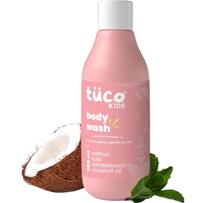 Tuco® Kids Body Wash/Shower Gel | Infused with Sandalwood Oil, Tulsi and Saffron | Gently Cleanse, Soothe | Ages 2-5, 5-10, 10-15 | 300 ml (Pack of 2) white