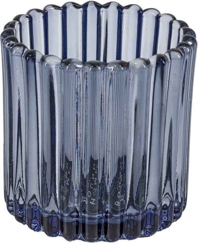 HomeBound by KY | Glazen waxinehouder blauw | 7x7x7,4cm | gekleurde waxinehouder