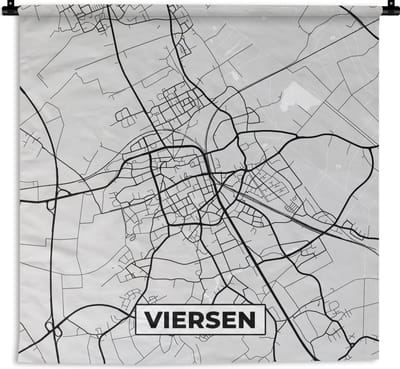Wandkleed - Wanddoek - Plattegrond - Viersen - Kaart - Stadskaart - Duitsland - 180x180 cm - Wandtapijt