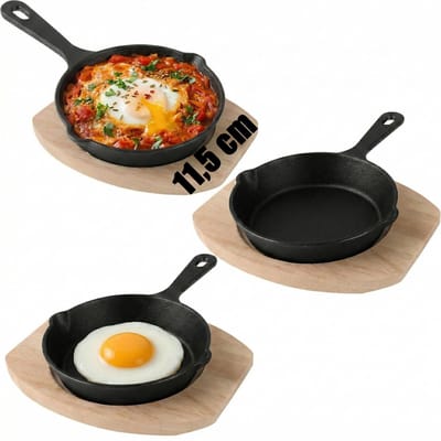 Dailygoods- Braadpan Gietijzer Set van 3 - Mini Braadpannen 14 cm