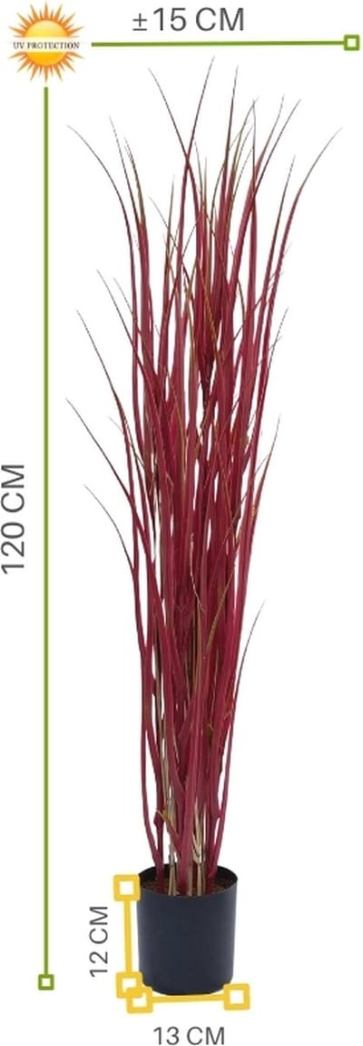Kunst siergras rood 120cm uv