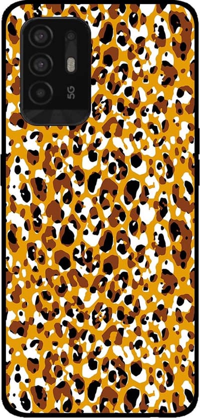 Smartphonica Telefoonhoesje voor OPPO A94 5G met panterprint - TPU backcover met luiaardprint - Bruin geschikt voor Oppo A94 5G