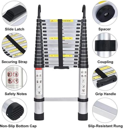 IPtrading uitschuifladder - telescopische ladder =- Telescopische ladder 5 meter hoog - Telescopische ladder soft close