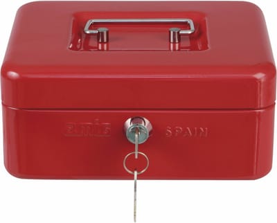 AMIG Geldkistje met 2 sleutels - rood - staal - muntbakje - 25 x 18 x 9 cm - inbraakbeveiliging