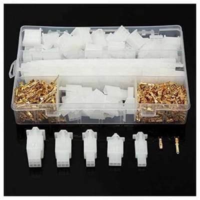 Cosensi - 50 Sets Autos Electric - Wire Terminal Clamps - 2.8 mm - Kleur: Wit + Goud - Geschikt voor Motoren, Scooters, en Meer - 2 tot 9 Pin Verbi...