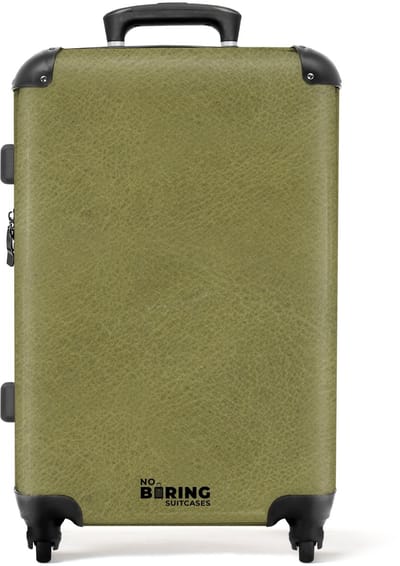NoBoringSuitcases.com - Grote koffer - Lederen look grijs groen - Kinderkoffer geschikt voor jongen en meisjes - Reiskoffer met 4 wielen - Trolley op wieltjes - Rolkoffer groot kinderen - 72 liter - Ruimbagage valies 20kg