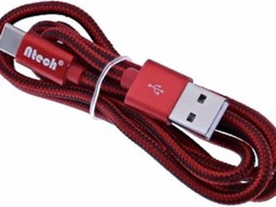 Ntech - USB-C Data- en Laadkabel - 2.4A Snellader Kabel 1 M- Fast en Quick Charge Oplaadkabel - Type C Naar USB-A - Oplaadsnoer Telefoon - Laptop - Geschikt voor Samsung Galaxy en Note - Sony - OnePlus - Gevlochten Nylon Rood