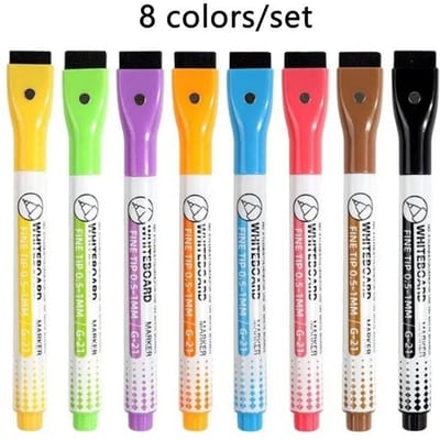 8 Kleuren 05mm Magnetische Whiteboard Markers Whiteboard Marker Pen Kantoor School White Board Kantoorbenodigdheden Extra Fijne Punt Gekleurde Pennen