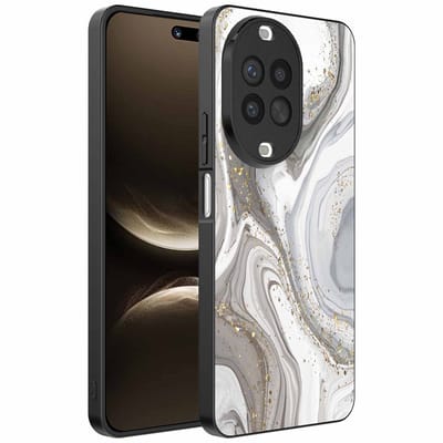 Geschikt voor Huawei Nova 14 Ultra Telefoonhoesje met marmer opdruk - TPU backcover case marble design - Zilver - Smartphonica geschikt voor Huawei Nova 14 Ultra