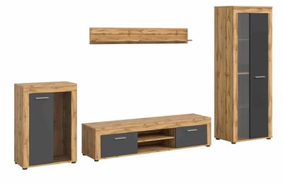 Jam woonkamercombinatie grijs melamine Wotan eiken NB - 35x310x169cm