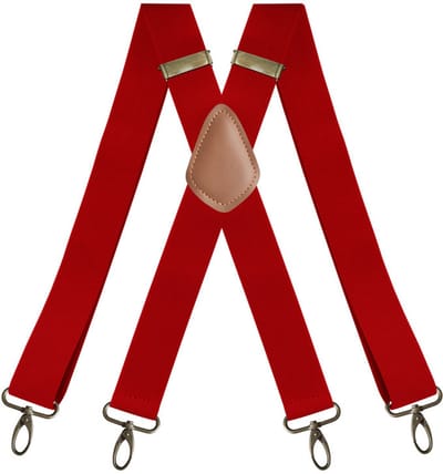 Verstelbare Y-vormige bretels met draaiklippen - 120 cm lange zwarte unisex bretels voor werk, feest en reizen-felrood