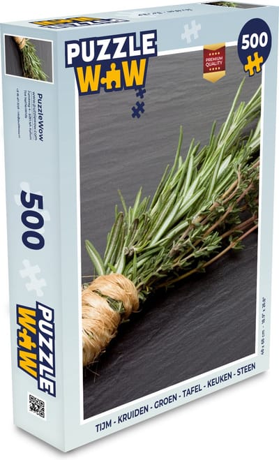 Puzzel Tijm - Kruiden - Groen - Tafel - Keuken - Steen - Legpuzzel - Puzzel 500 stukjes