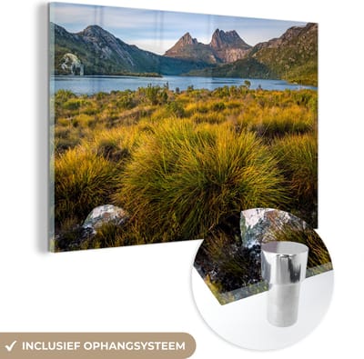 ® Glasschilderij 180x120 cm - Schilderij acrylglas - Cradle Mountain in het National Park in Tasmanië - Foto op glas - Muurdecoratie woonkamer - Wanddecoratie slaapkamer - Schilderijen