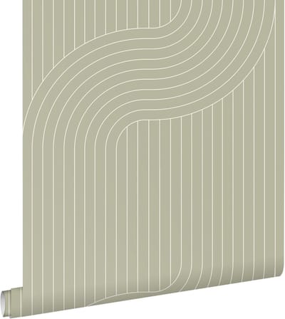 ESTAhome behang grafische lijnen saliegroen - 50 x 900 cm - 139926