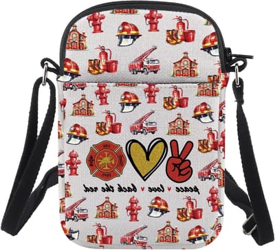 Allecto Plus - Brandweerman Gift Crossbody Tas met Vrede en Liefde