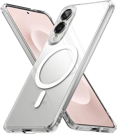 Ringke Fusion Magnetic | Hoesje Geschikt voor Samsung Galaxy S25 Edge | Compatibel met MagSafe / Qi2 | Back Cover met Militaire Standaard | Transparant