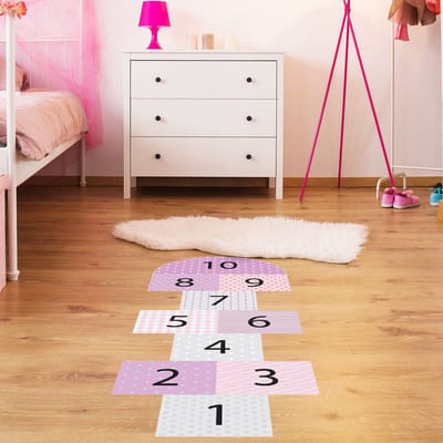 Antislip vloerstickers met beschermlaag - Meisjes hinkelbaan - 1 sticker van 70x115 cm
