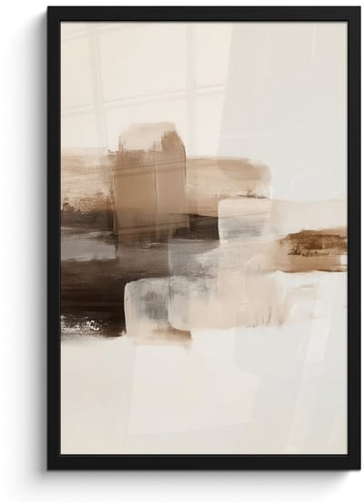 Poster in lijst - Fotolijst 40x60 cm - Posters - Penseelstreken - Abstract landschap - Rust - Posterlijst zwart - Decoratie - Wanddecoratie woonkamer - Muurdecoratie slaapkamer