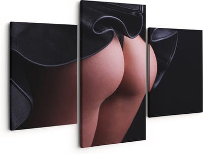 Artaza Canvas Schilderij Drieluik Vrouwen Billen onder een Rok - Erotiek - 150x120 - Groot - Foto Op Canvas - Canvas Print