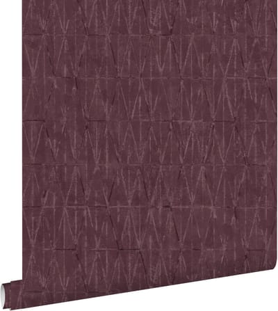ESTAhome behang grafische lijnen aubergine paars - 50 x 900 cm - 131414