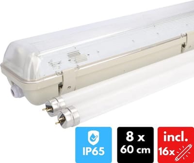 Proventa EcoPlus LED TL Dubbel armatuur incl. LED buis 8 x 60 cm - Binnen & buiten