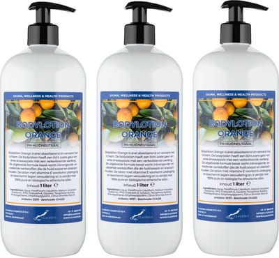 Bodylotion Orange 1 Liter - met gratis pomp - set van 3 stuks