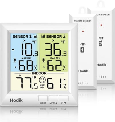 Draadloze Koelkast- en Vriezerthermometer met Alarm en Binnen/Buiten Sensor