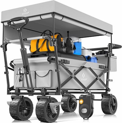 Opvouwbare Handkar met Dak en Draagtas - 80 kg Capaciteit en 360° Draaibare Wielen