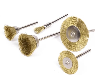 Hofftech Messing draadborstel set - 5 delig - veelzijdig - 6 tot 38 mm - max 15.000 RPM
