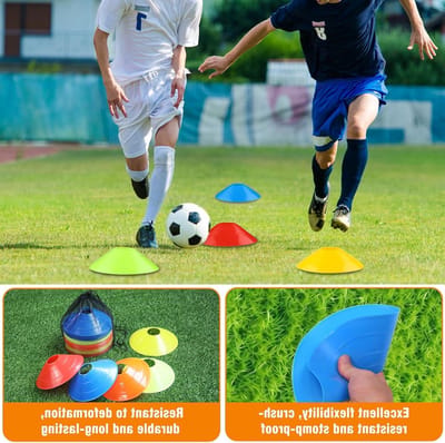 50 Stuks Kegelset voor Sporttraining, 5 Kleuren Markeerconen met Draagtas en Houder, Ideaal voor Agility Oefeningen, Kinderen en Skateboarden