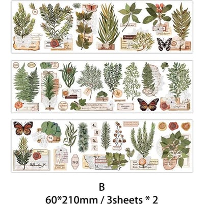 6 stuks/pak Vintage Plantensticker Scrapbooking Materialen DIY KNIP Decor Junk Journal Planner Esthetiek Sticker Kantoorbenodigdheden