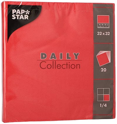 15x 20 Servetten DAILY Collection 1/4 vouw 32 cm x 32 cm rood