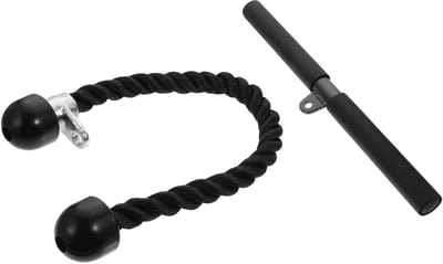 Triceps Touw Set - Fitness Touw Kracht Kabel - Kracht Training - Dubbele Grip - 45x3cm - Zwart