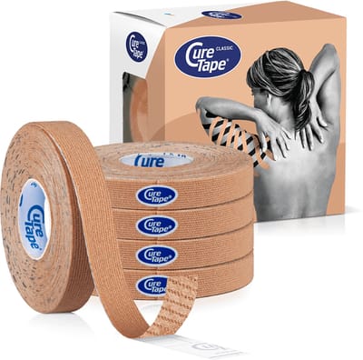 CureTape® Classic Extra Smal - Beige - Kinesiotape - 1 cm x 5 m - 5 rol - Elastische tape - FysioTape - Voor LymfTaping en het behandelen van littekens