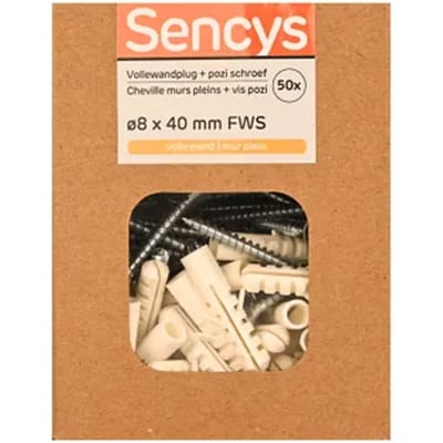 Sencys Plug Voor Beton Nylon - Diam. 8x40mm - 50 Stuks