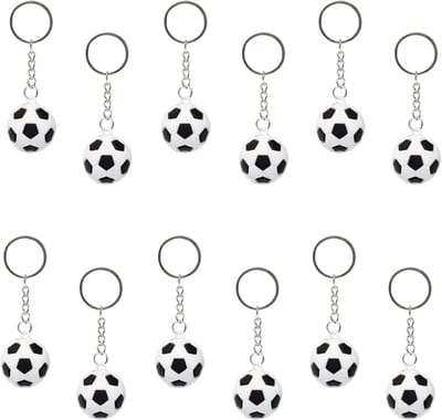 QTTVBTNA 12 stuks Voetbal Sleutelhangers – PVC – Feest, Verjaardag en Schoolcadeaus-