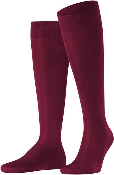 FALKE Tiago lang eenkleurig fil d'Ecosse katoen kniekousen heren rood - maat 39-40
