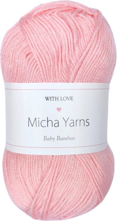 5 bollen - 70% bamboe 30% katoen haakgaren - 5 x 50gram - 185meter - Baby Roze (007) - Micha Yarns