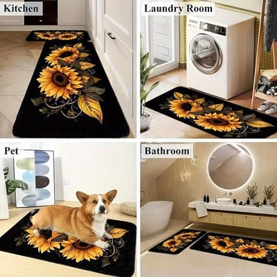 1PC Alfabet safari Keukenvloerkleed Antislip Deurmat Pop design Badkamervloerkleed Badmat Tapijt voor Thuis Wastafel Wasruimte Decor 400MMx600MM black