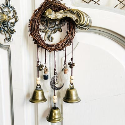 1 pièce Décoration de Maison Pendentif Cloche Vintage Décoration Clé Vintage Convient aux Amateurs pour Décoration de Maison Charme de Poignée de Porte beige