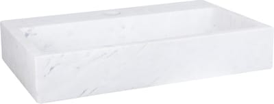 Differnz Flat Fontein 38x24x8cm 1 kraangat recht mat Rechthoek Marmer Wit