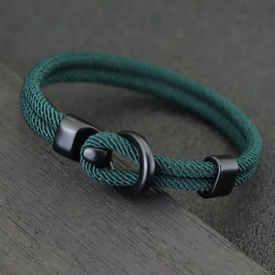 Mode touw armband mannen dubbele laag outdoor camping armband heren accessoires survival paracord armband cadeau voor hem L 20.5cm 8Inch black