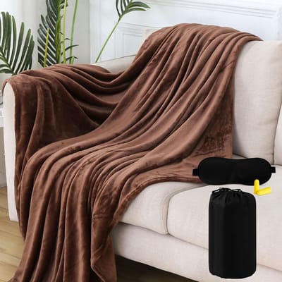 Ultralichte Reisdeken 200x150 cm Warm Inclusief Slaapmasker en Oordopjes voor Vliegtuig en Camping
