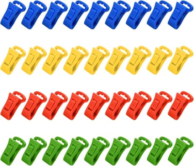 36 Sokkenklemmen met Ophanghaken - Multifunctionele Kledingklemmen - Geen Buigen Nodig - Voor Wasmachine en Wasdroger - Rode, Blauwe, Gele en Groene Kleuren - Voor Sokkenorganisatie en Orde
