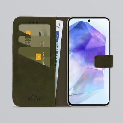 My Style Telefoonhoesje geschikt voor Samsung Galaxy A55 Hoesje | My Style Flex Wallet Bookcase Portemonnee | Pasjeshouder voor 3 Pasjes | Telefoonhoesje voor Pinpas / OV Kaart / Rijbewijs - Forest Green | Groen