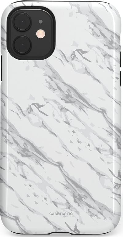 Casetastic hoesje geschikt voor Apple iPhone 11 - Dubbellaagse bescherming - Arctisch Marmer - Fashion Case - Wit Lichtgrijs