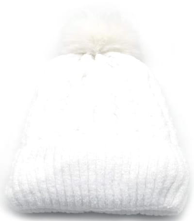 Witte beanie met pompon - wit - one size