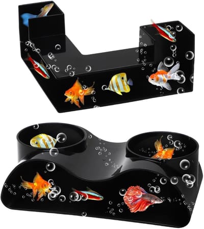 Dailygoods- Aquariumtunnel - Ondergrondse Verstopplaats - Decoratie voor Garnalen - Doorgang voor Siervissen - 2 Stuks - Kunststof, Zwart - Aquariumdecoratie