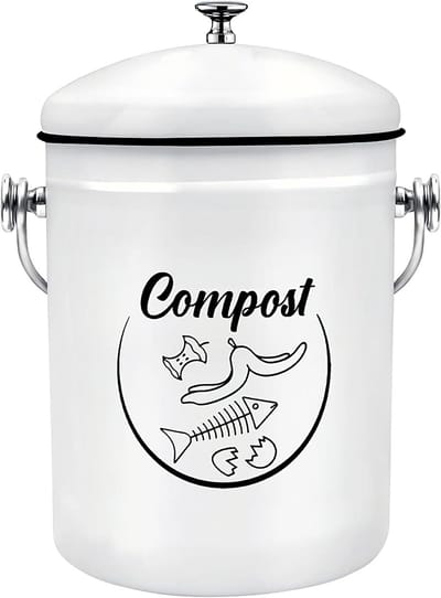 Compostbak Keuken - GFT Bak - Afval Verzamelen - Roestbestendig Metaal - 5 Liter Inhoud - Zwart