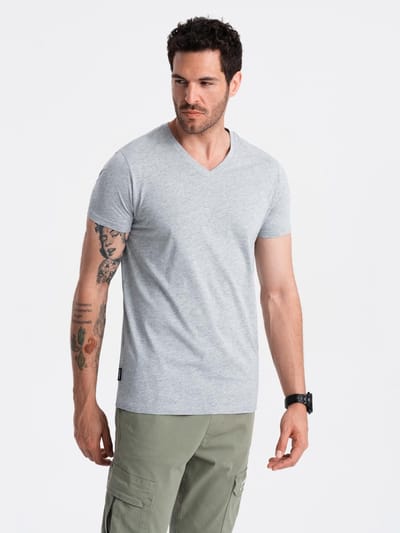 OMBRE T-shirt - Regular Fit - Katoen - Korte Mouw Grijs Gemêleerd S
